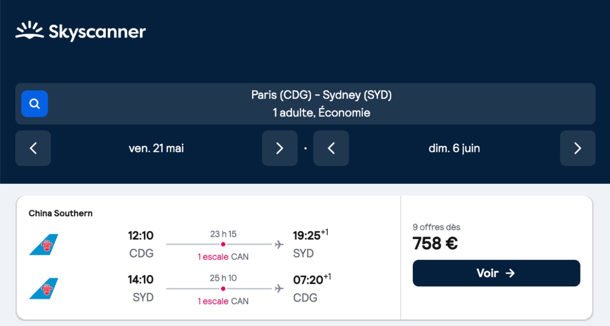 *Australie* Vols vers Sydney pour ~750€ (40% de réduction)