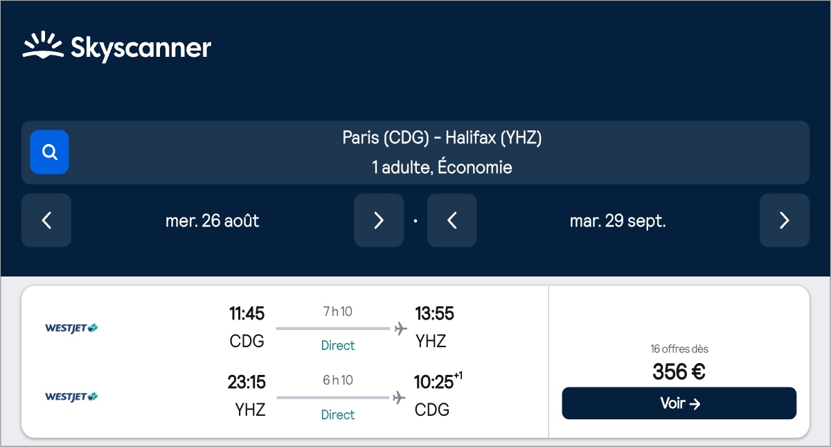 *Canada* Vols vers Halifax pour ~350€ (51% de réduction)