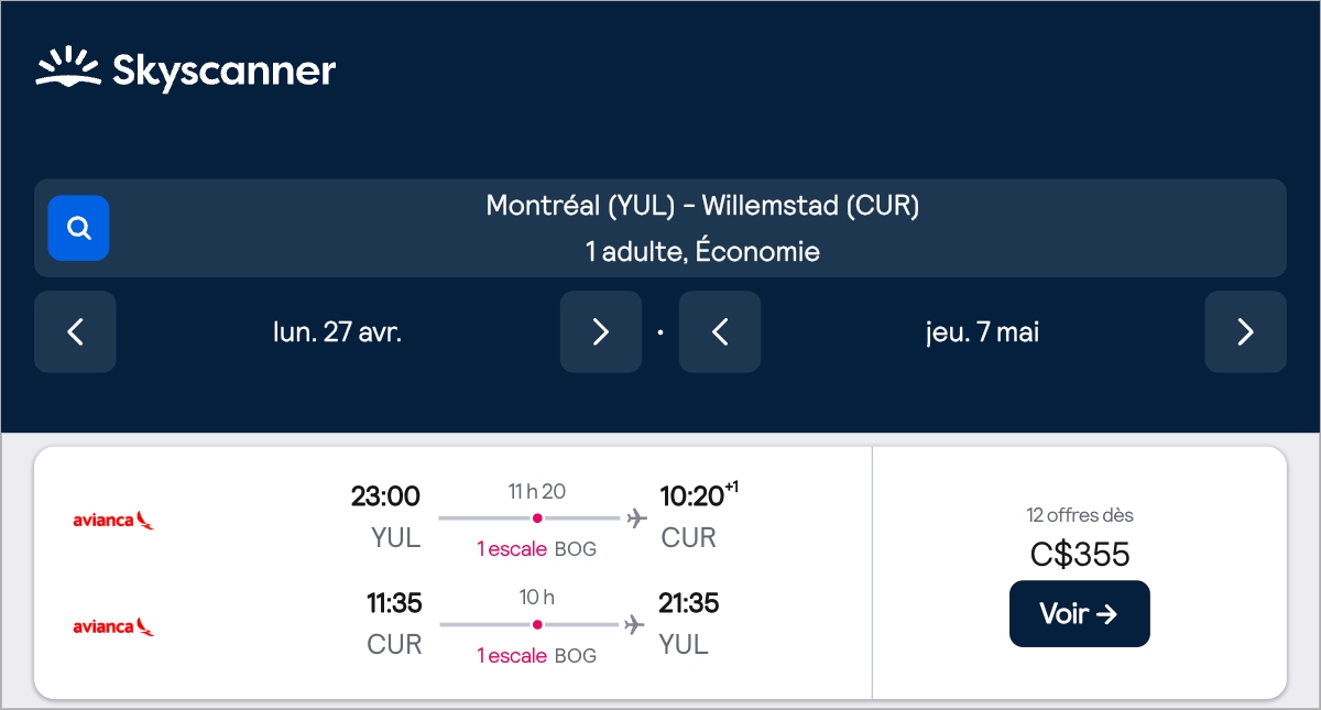 *Caraïbes* Vols vers Curaçao pour ~350$ (66% de rabais)