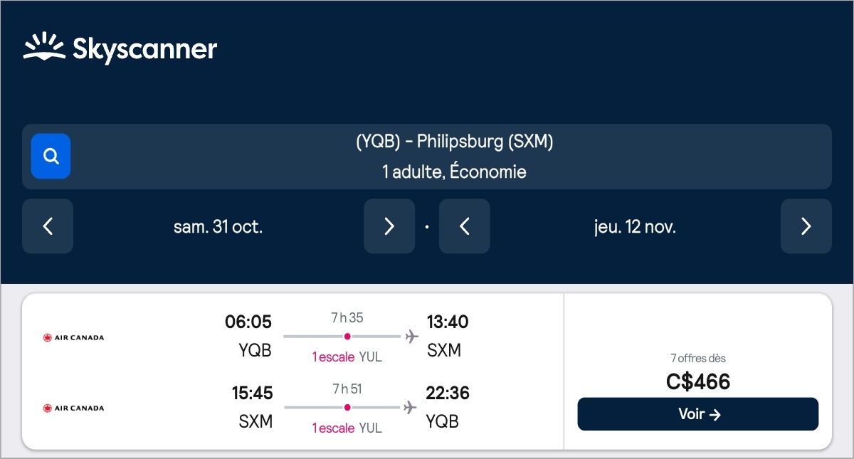 *Caraïbes* Vols vers Saint-Martin pour ~460$ (54% de rabais)