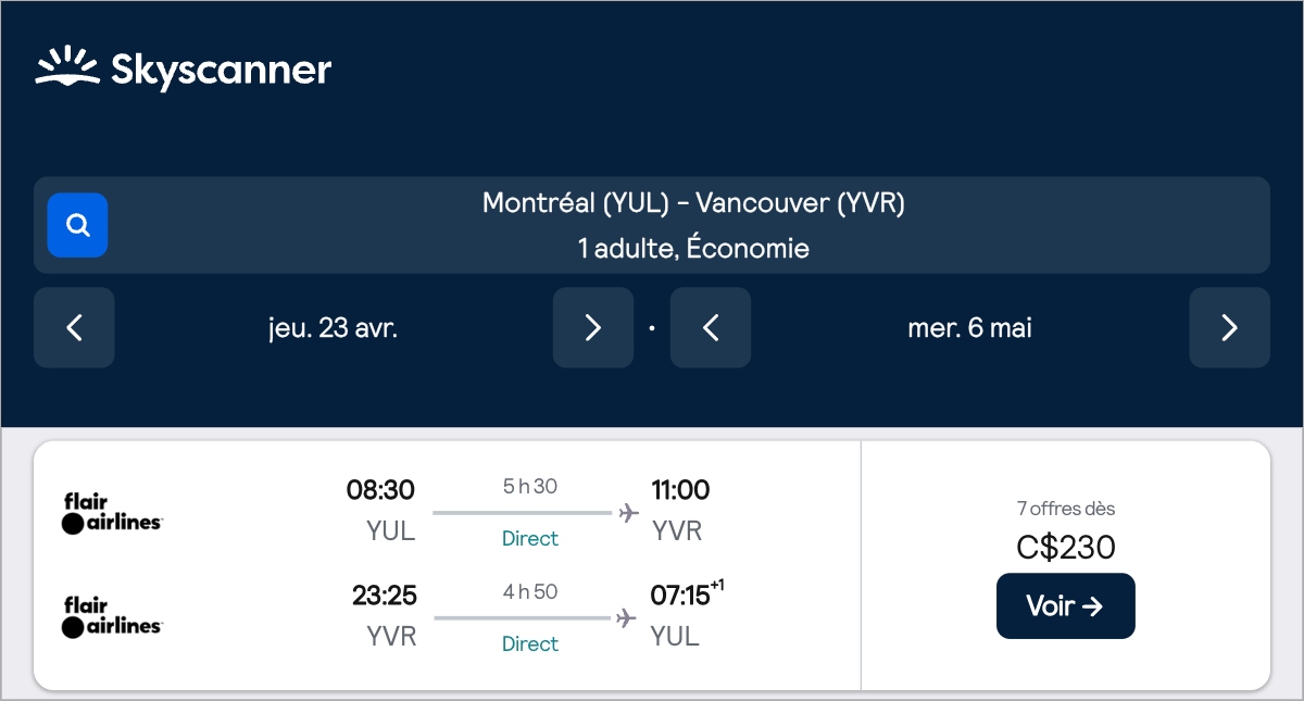 *Colombie-Britannique* Vols vers Vancouver pour ~230$ (65% de rabais)