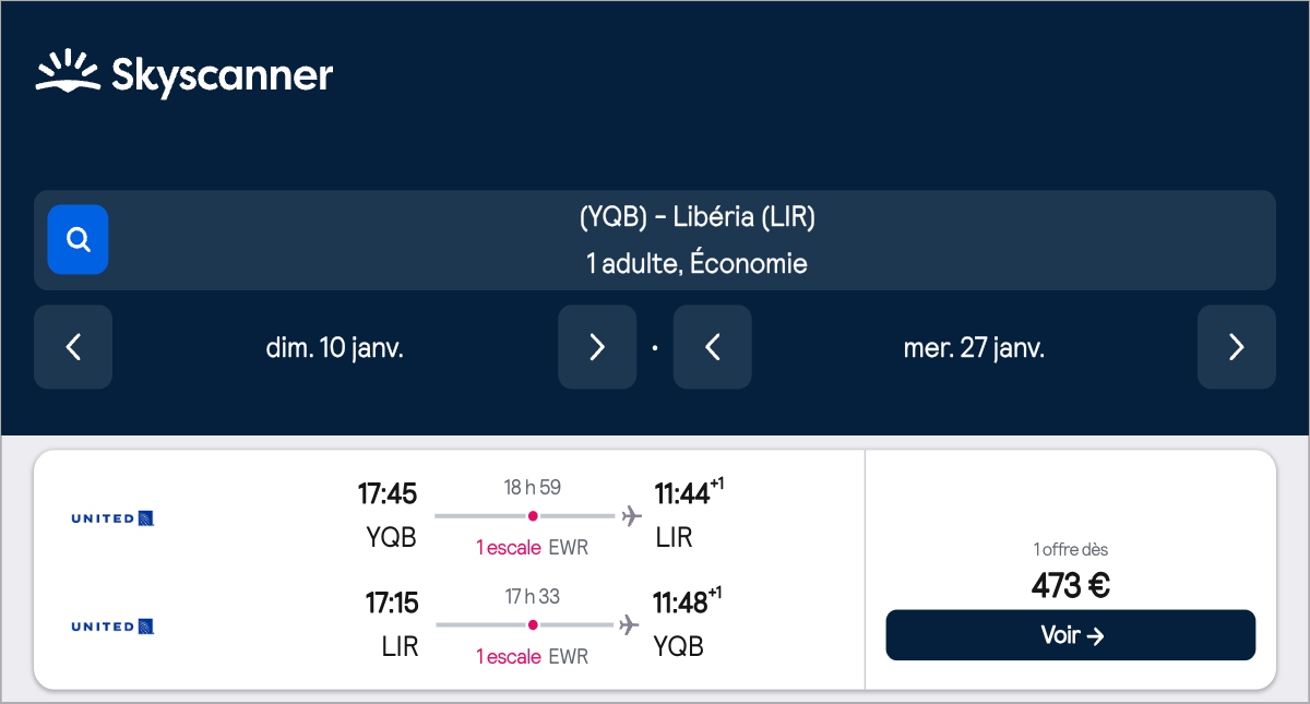 *Costa Rica* Vols vers Libéria pour ~470$ (48% de rabais)