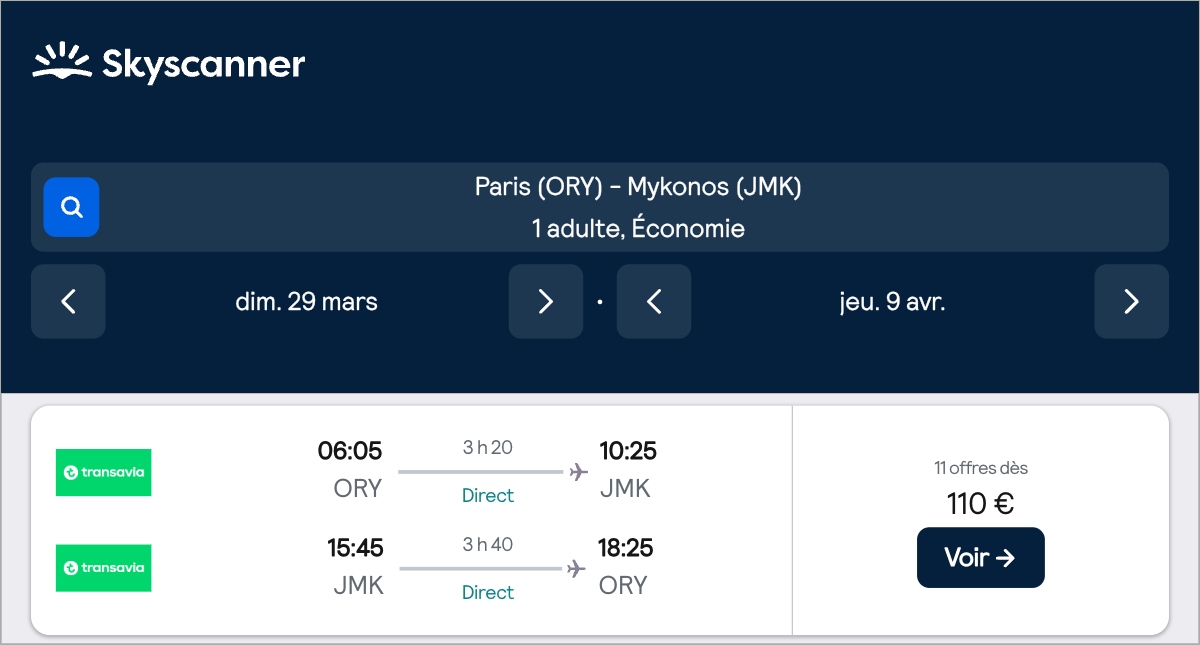 *Grèce* Vols vers Mykonos pour ~110€ (63% de réduction)