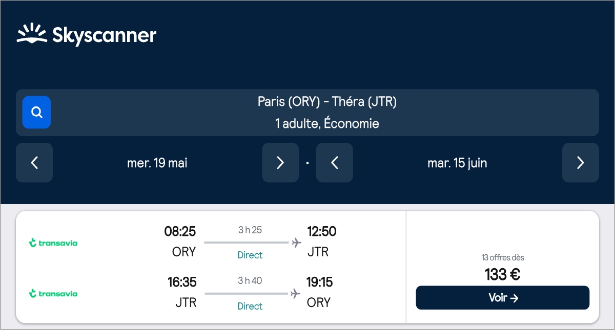 *Grèce* Vols vers Santorin pour ~130€ (58% de réduction)