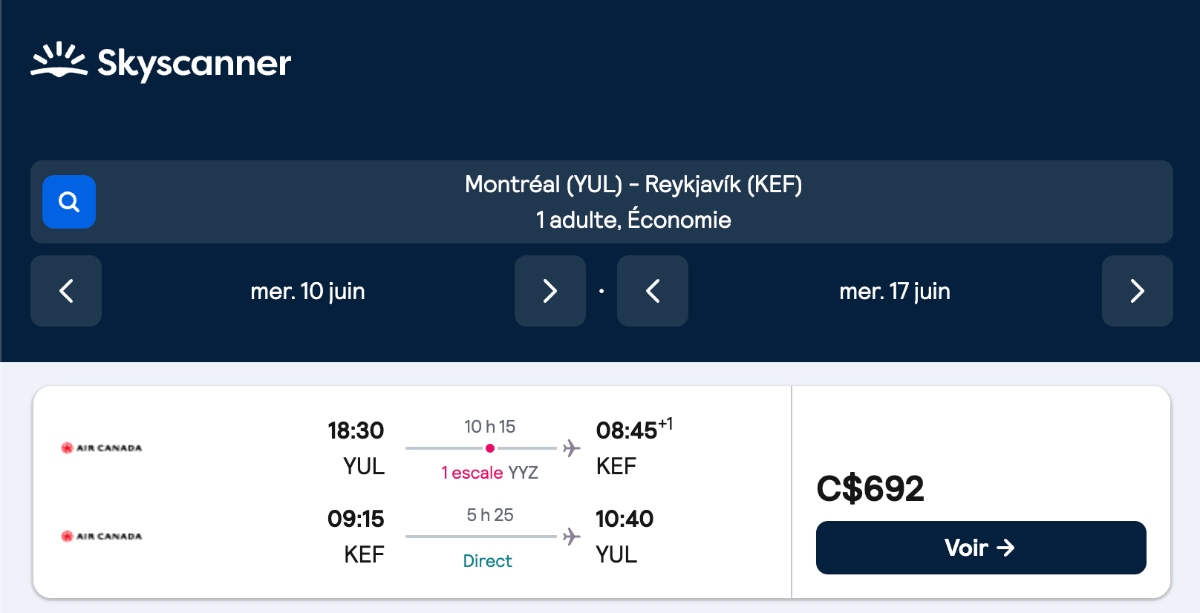 *Islande* Vols vers Reykjavik pour ~690$ (41% de rabais)