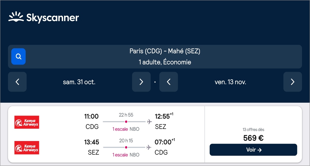*Les Seychelles* Vols vers Mahé pour ~560€ (40% de réduction)