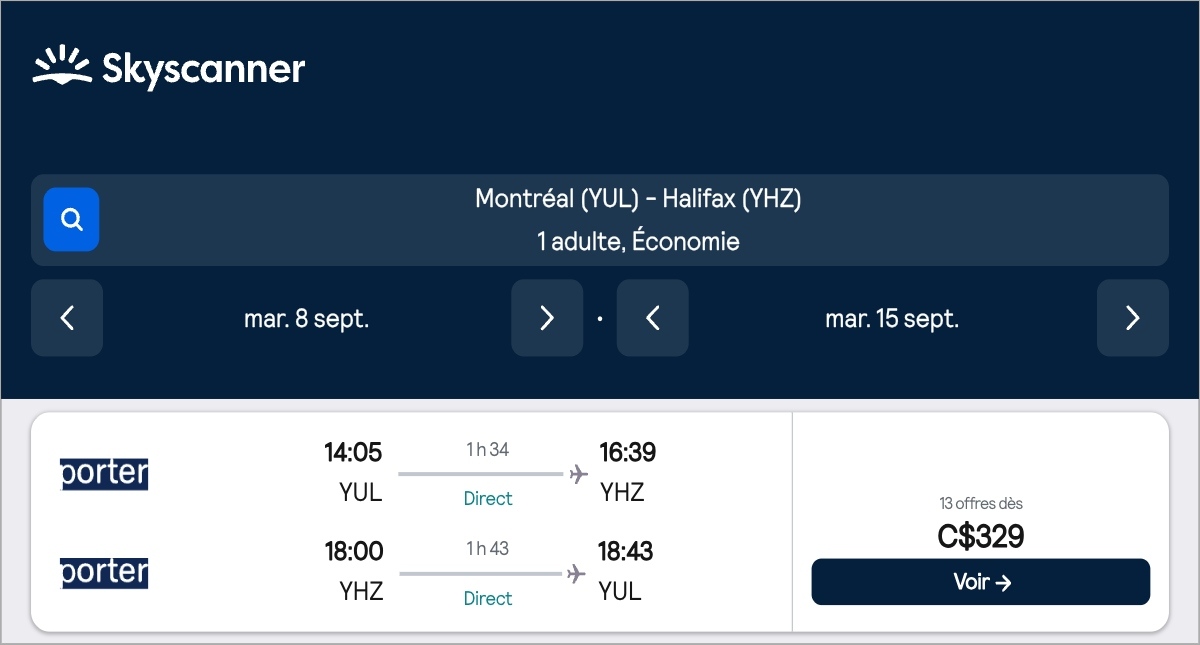 *Nouvelle-Écosse* Vols vers Halifax pour ~320$ (41% de rabais)
