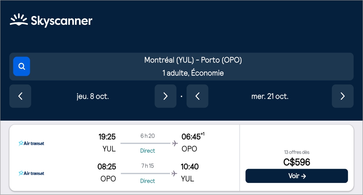*Portugal* Vols vers Porto pour ~590$ (42% de rabais)