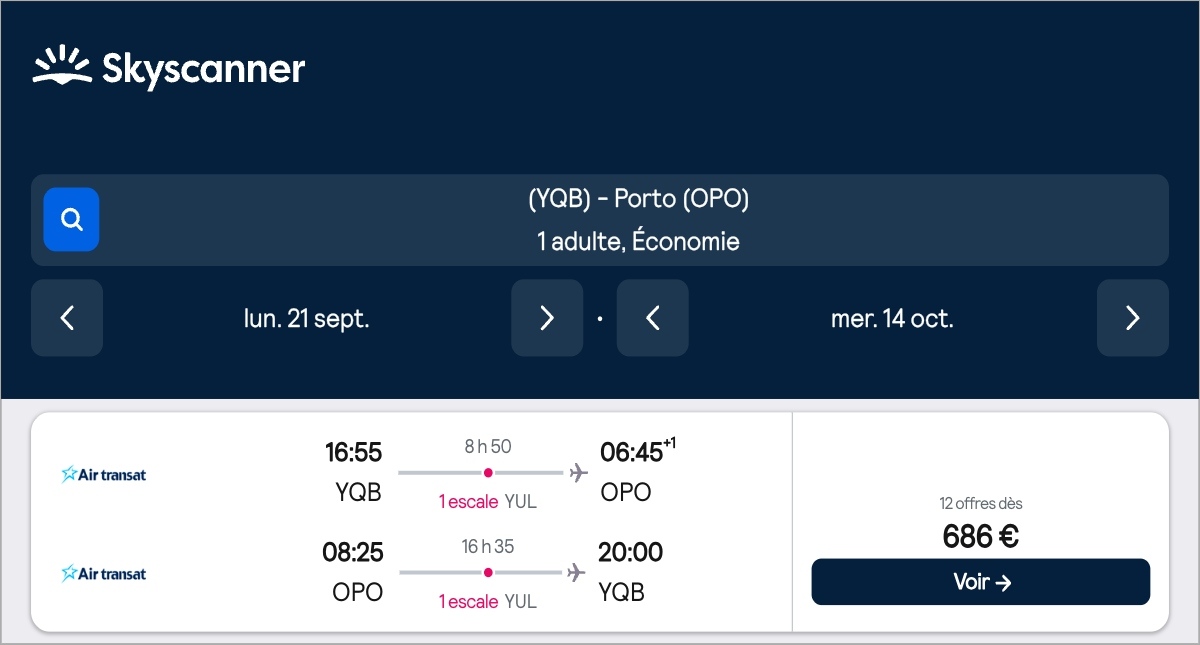 *Portugal* Vols vers Porto pour ~680$ (51% de rabais)