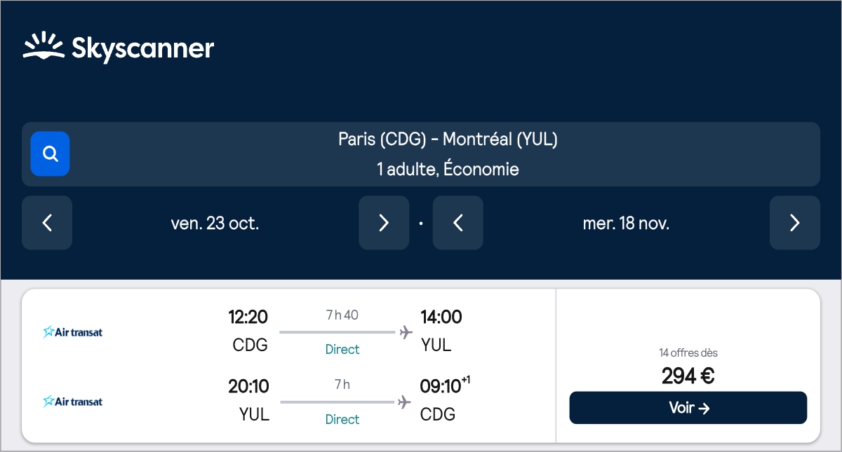 *Québec* Vols vers Montréal pour ~290€ (41% de réduction)