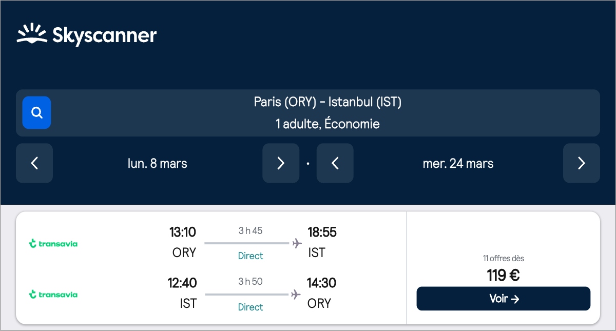 *Turquie* Vols vers Istanbul pour ~110€ (47% de réduction)