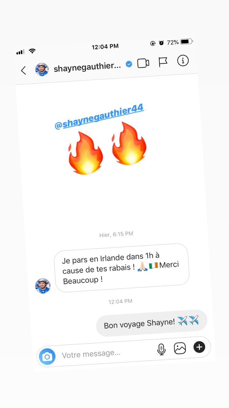 Je pars en Irlande dans 1h à cause de tes rabais AU Merci Beaucoup !